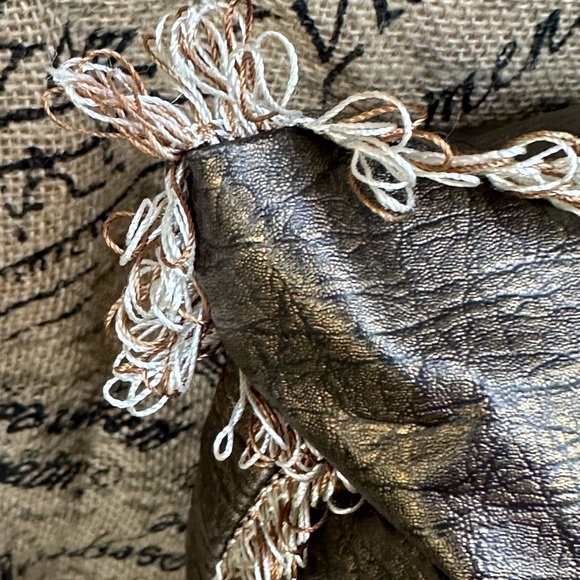 Faux Leather Textured Distressed Pillow - Picture 6 of 9